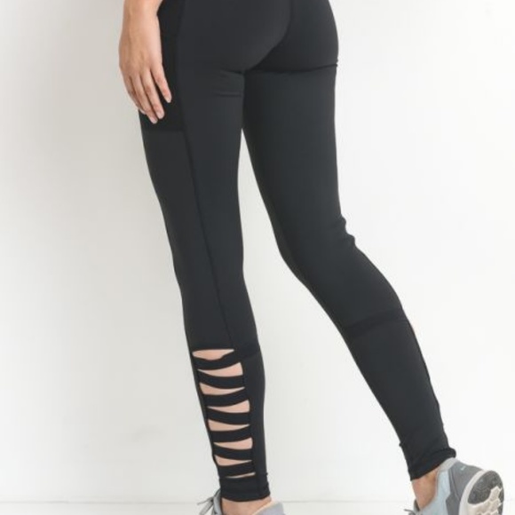Highwaist Zig Zag Straps Pocket Leggings - Picture 2 of 5